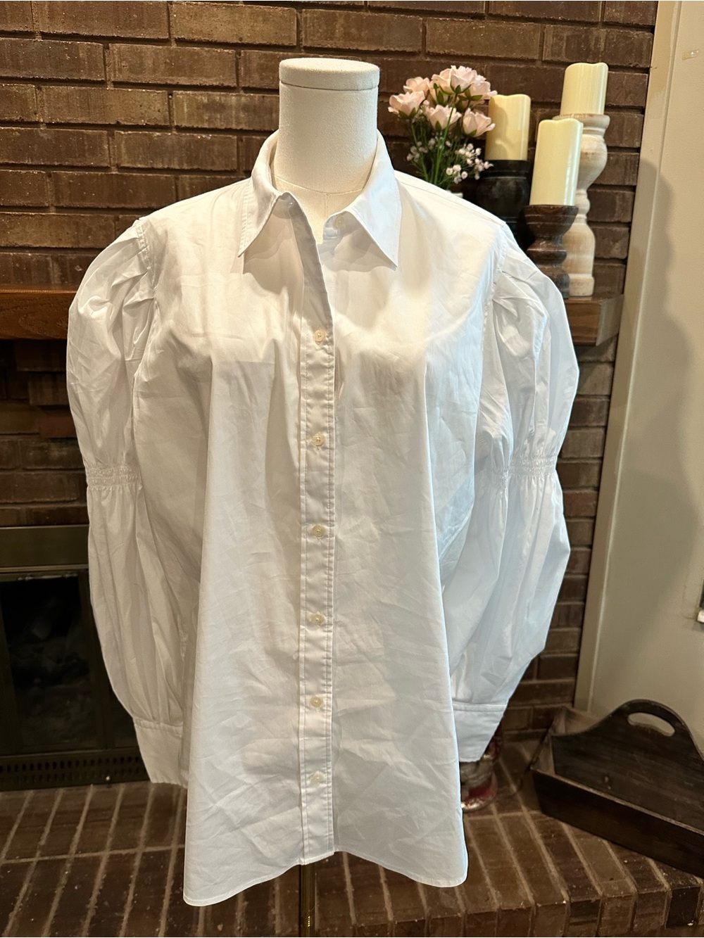 Ralph Lauren White Puff-Sleeve Button-Down Shirt - Men’s Casual